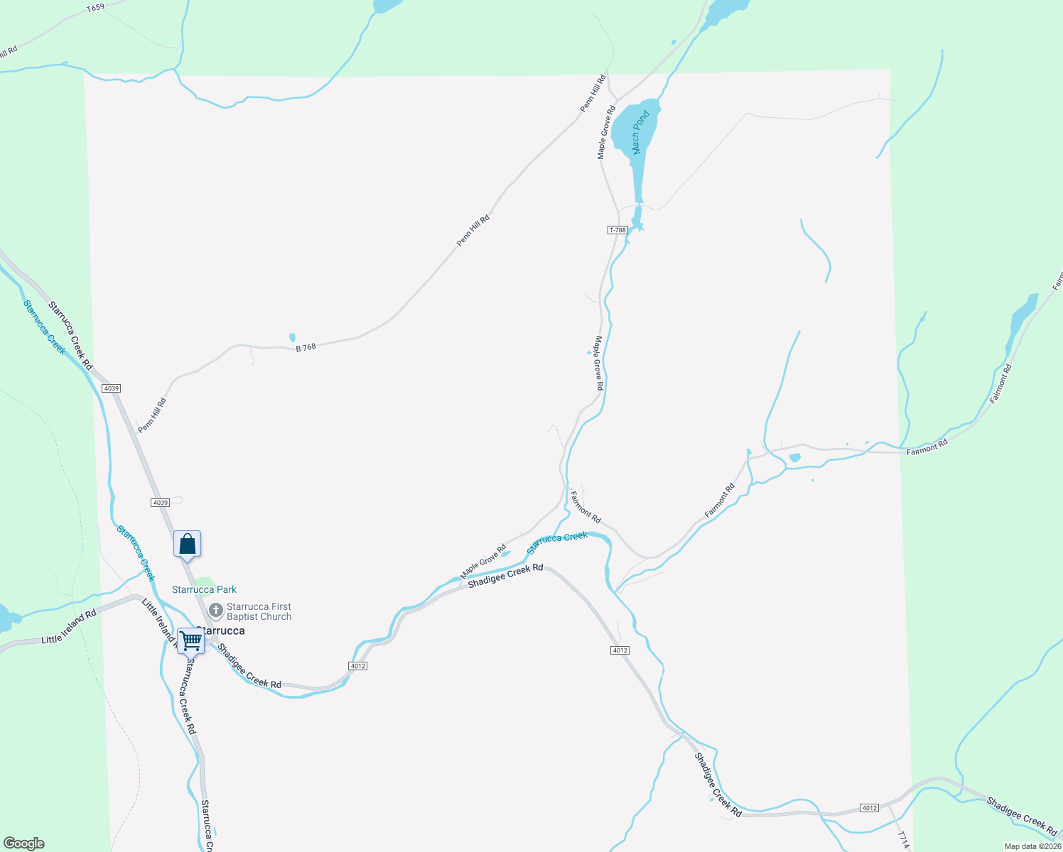 map of restaurants, bars, coffee shops, grocery stores, and more near 121 Maple Grove Rd in Starrucca