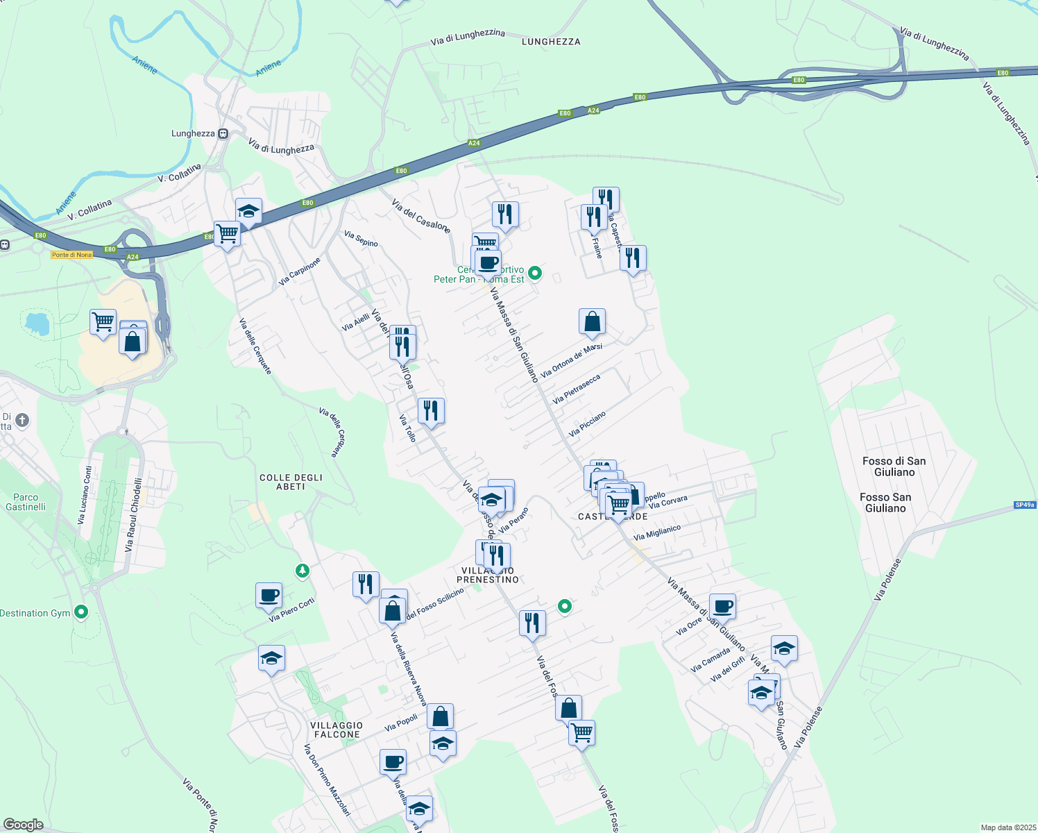 map of restaurants, bars, coffee shops, grocery stores, and more near 29 Via Guilmi in Città metropolitana di Roma Capitale