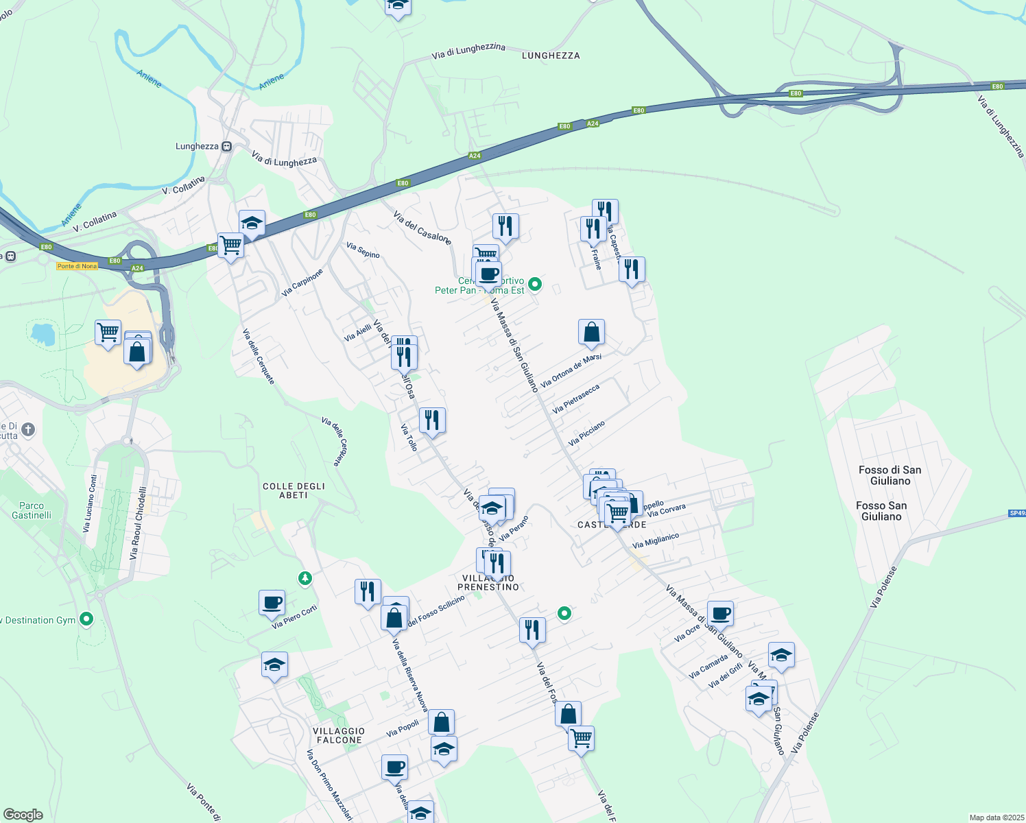 map of restaurants, bars, coffee shops, grocery stores, and more near 29 Via Guilmi in Città metropolitana di Roma Capitale