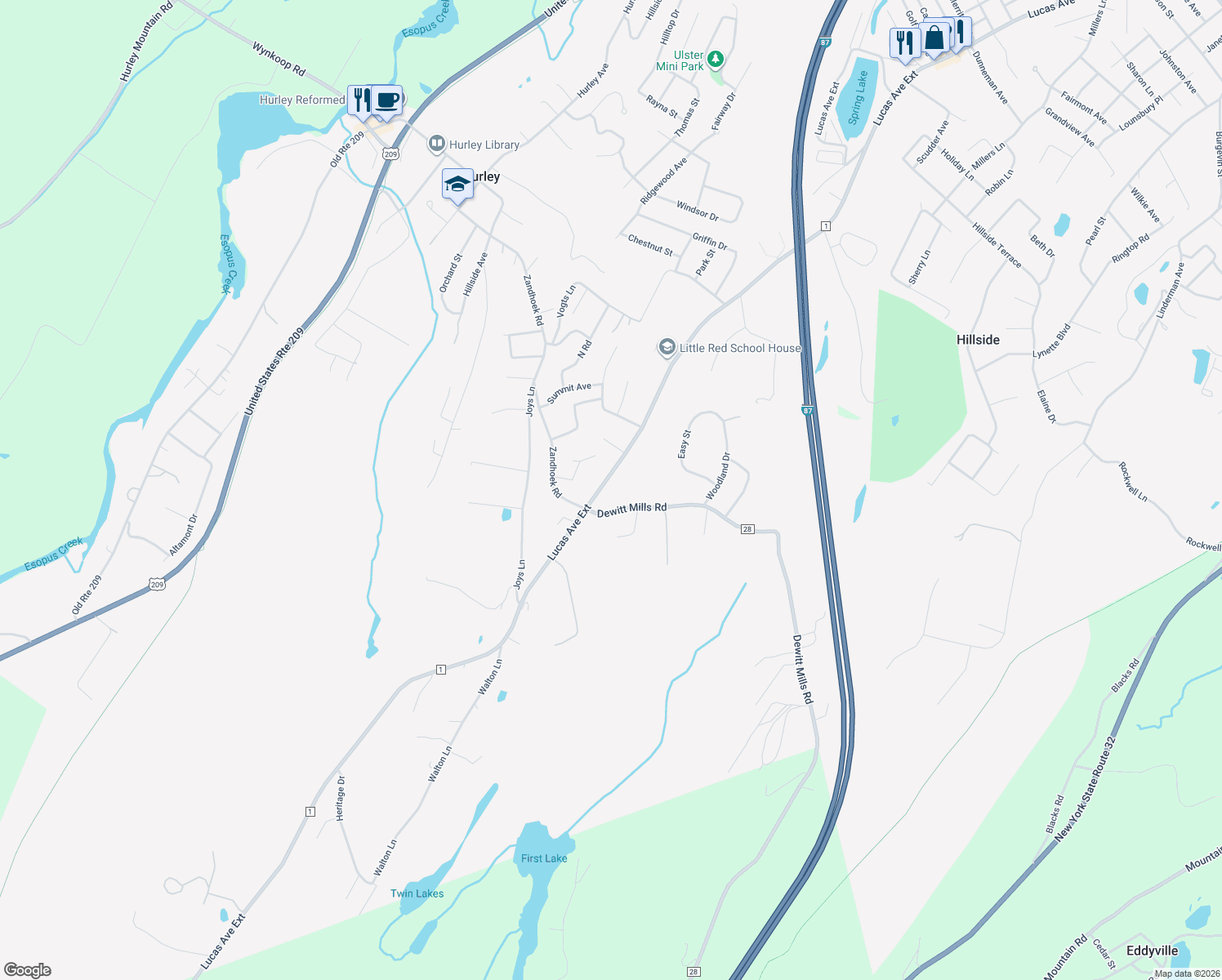 map of restaurants, bars, coffee shops, grocery stores, and more near 716 Lucas Avenue Extension in Hurley