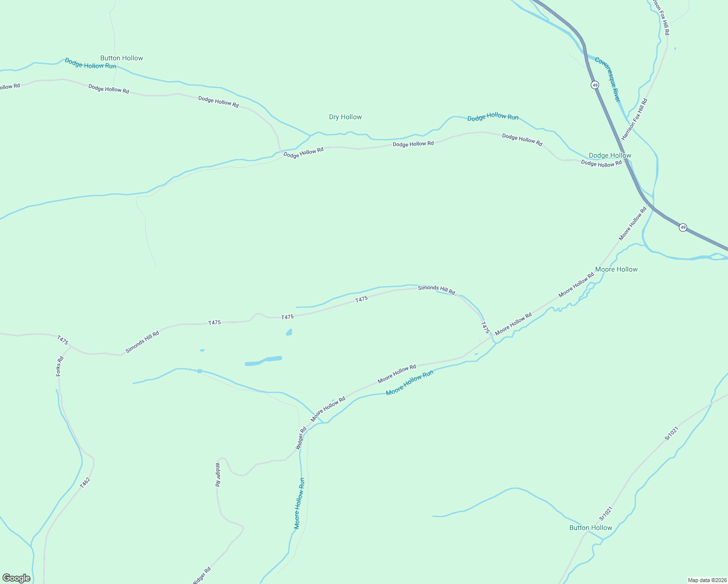 map of restaurants, bars, coffee shops, grocery stores, and more near 766-838 Simonds Hill Road in Ulysses
