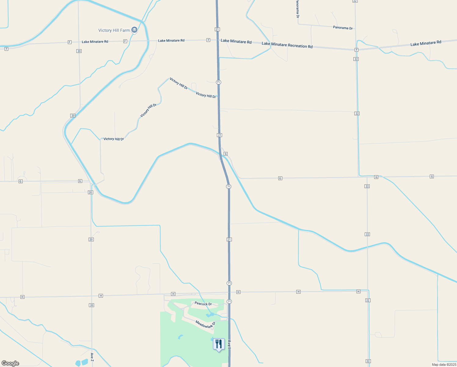 map of restaurants, bars, coffee shops, grocery stores, and more near Highway 71 in Scottsbluff