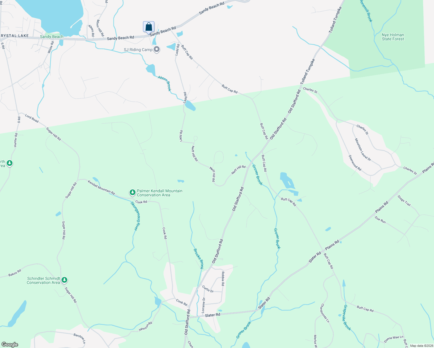 map of restaurants, bars, coffee shops, grocery stores, and more near 84 Neff Hill Road in Tolland