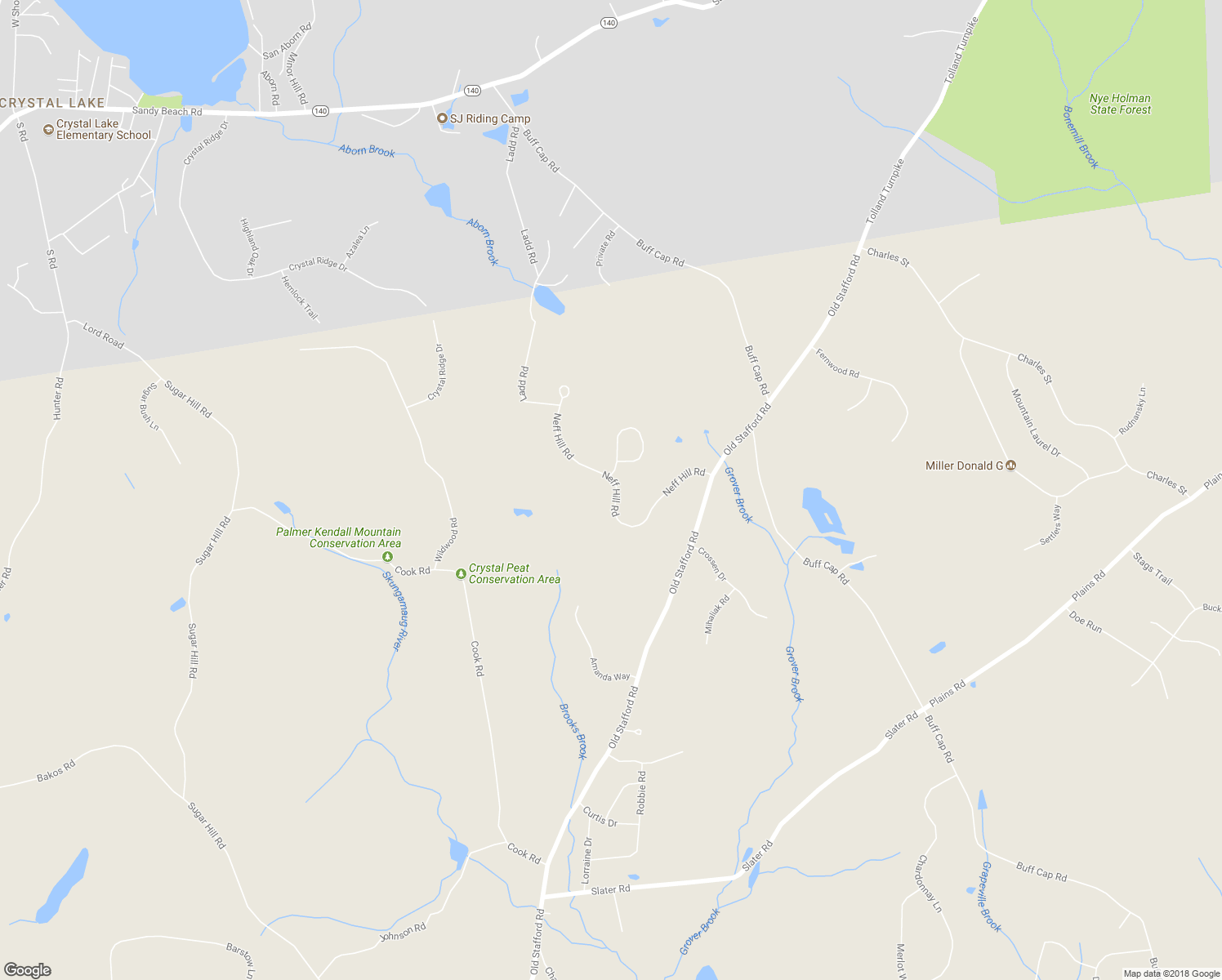 map of restaurants, bars, coffee shops, grocery stores, and more near 85 Neff Hill Road in Tolland