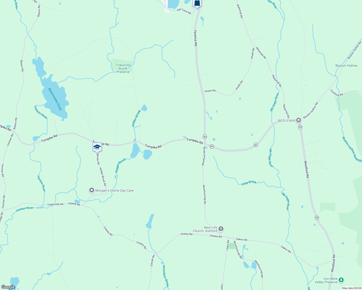 map of restaurants, bars, coffee shops, grocery stores, and more near 273 Turnpike Road in Ashford