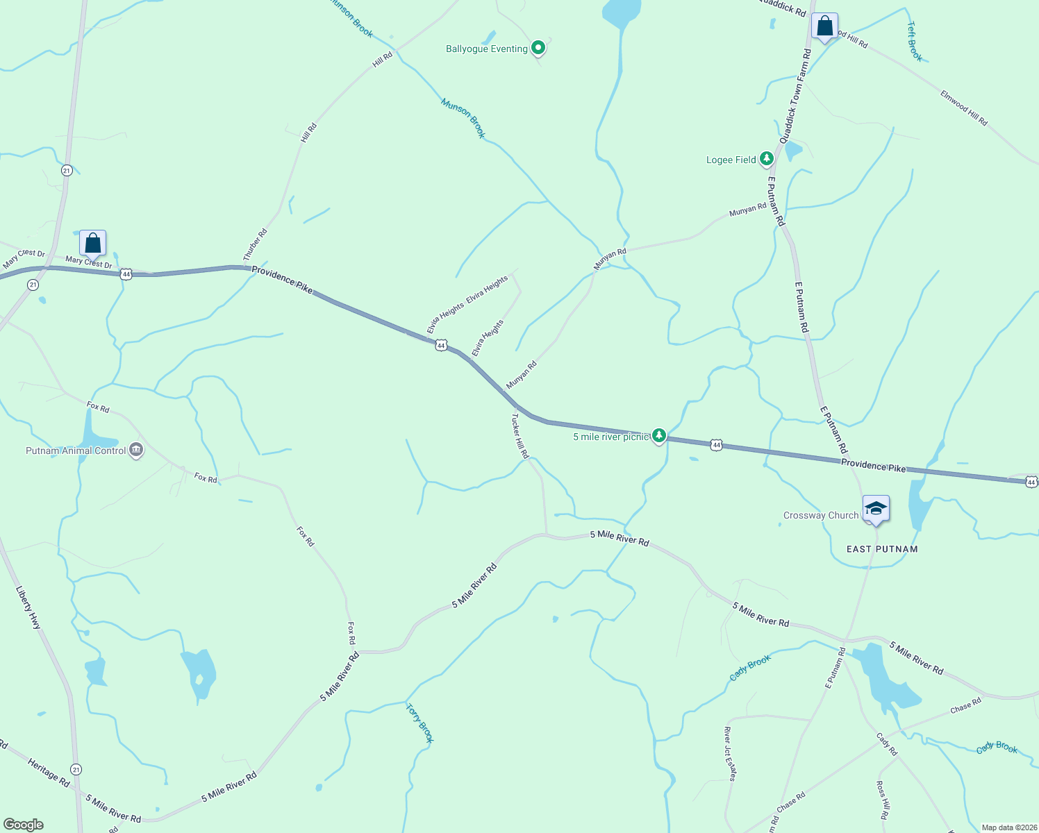 map of restaurants, bars, coffee shops, grocery stores, and more near 1 Munyan Road in Putnam