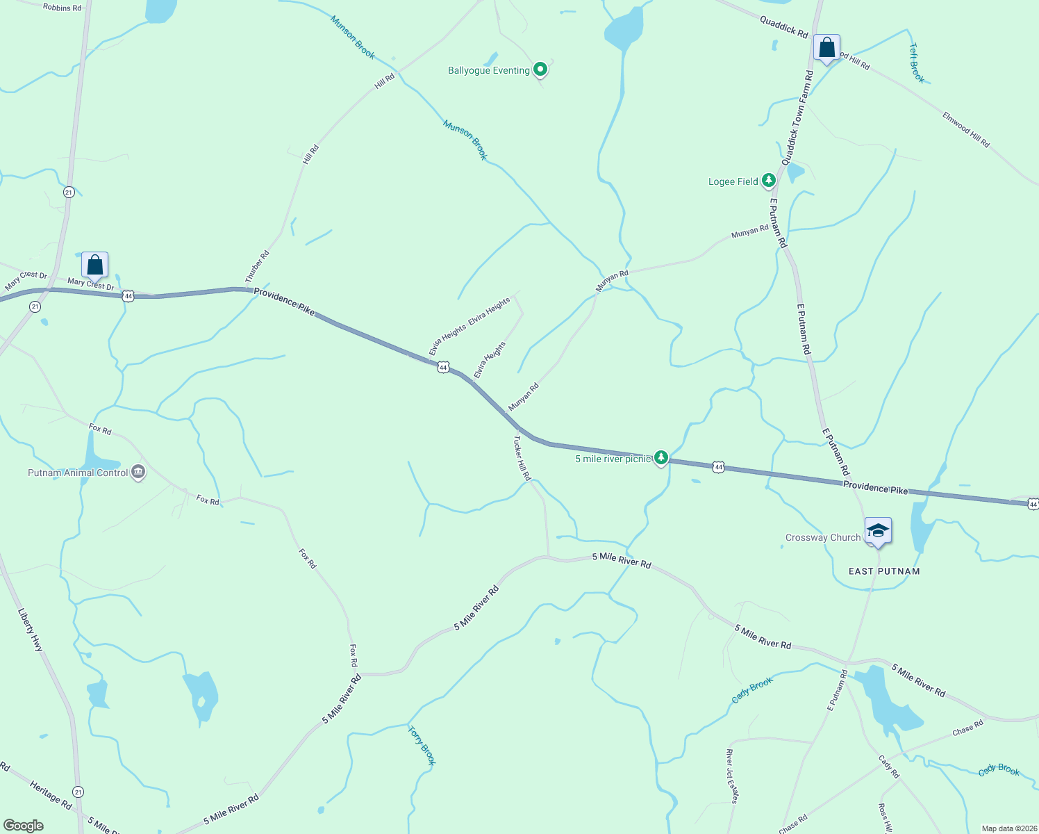 map of restaurants, bars, coffee shops, grocery stores, and more near 1 Munyan Road in Putnam