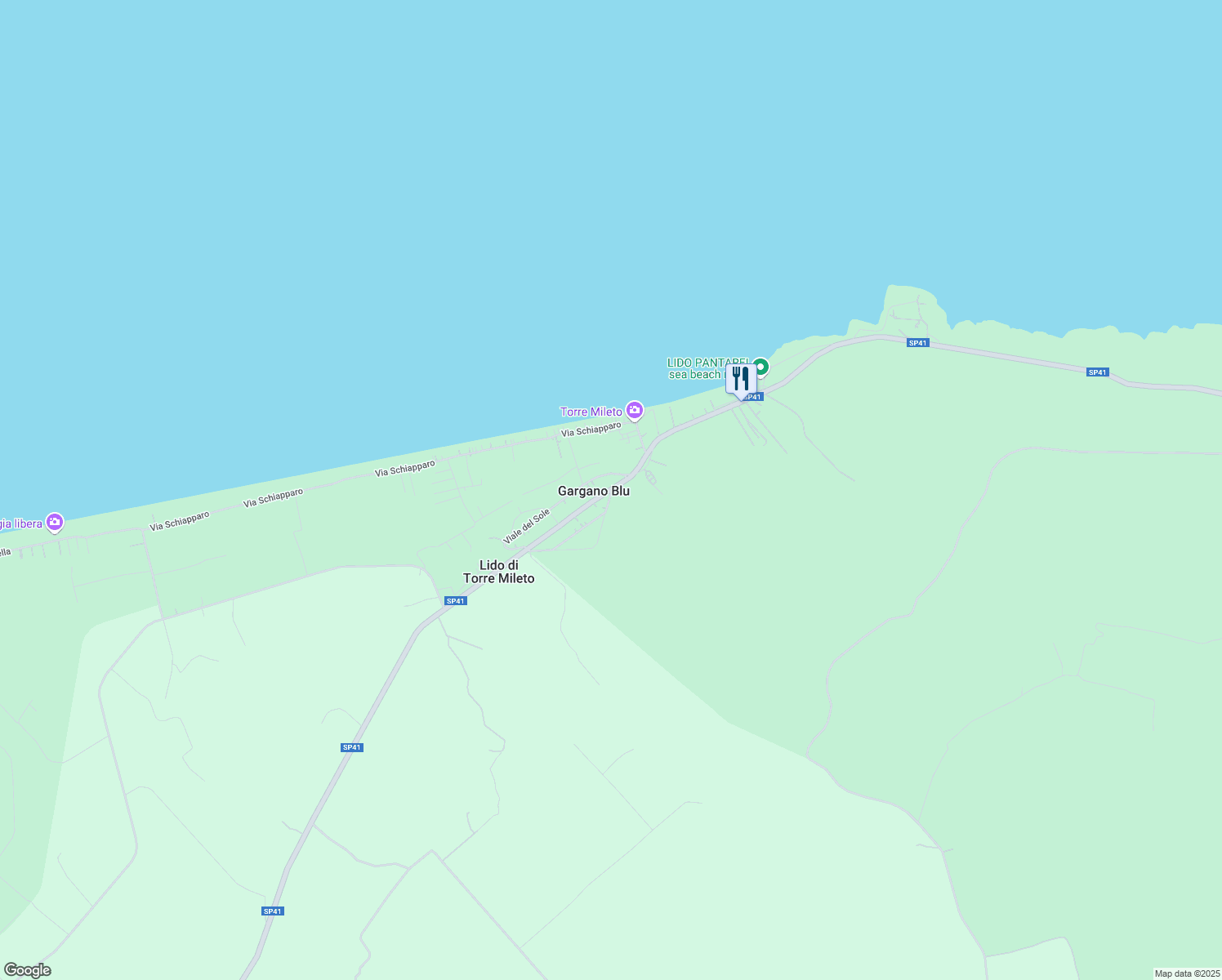 map of restaurants, bars, coffee shops, grocery stores, and more near SP41 in Gargano Blu