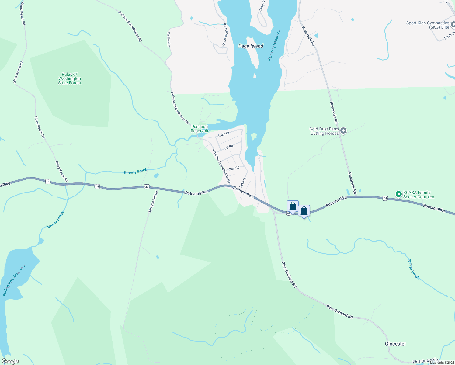 map of restaurants, bars, coffee shops, grocery stores, and more near 21 Jackson Schoolhouse Road in Glocester
