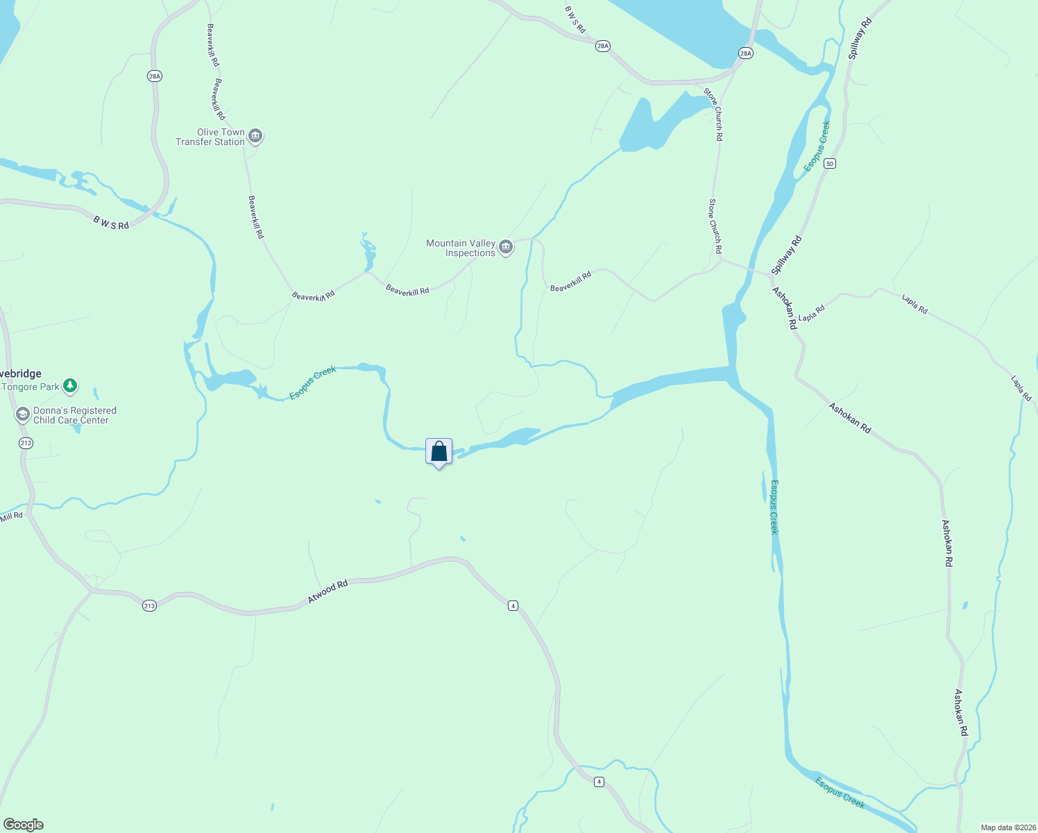 map of restaurants, bars, coffee shops, grocery stores, and more near 219 Beaverkill Road in Kingston