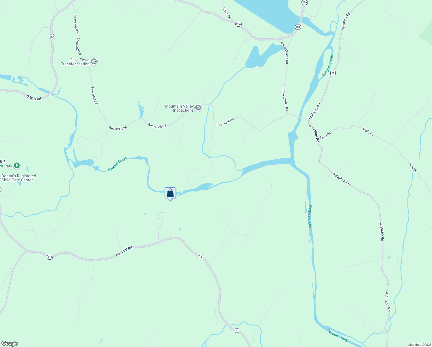map of restaurants, bars, coffee shops, grocery stores, and more near 219 Beaverkill Road in Kingston