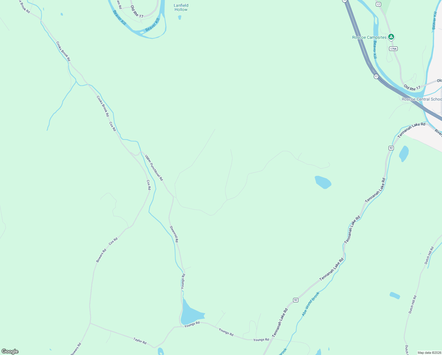 map of restaurants, bars, coffee shops, grocery stores, and more near 300-398 Lower Punchbowl Road in Roscoe