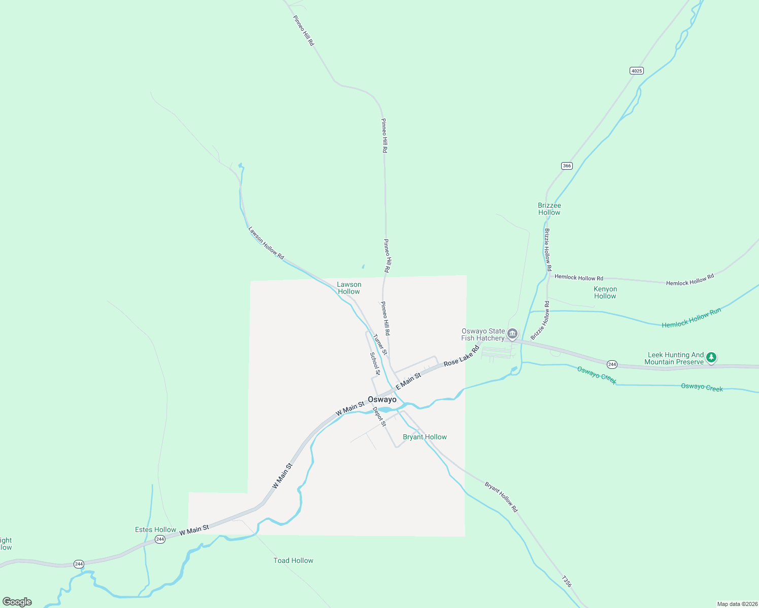 map of restaurants, bars, coffee shops, grocery stores, and more near Shall Avenue in Oswayo