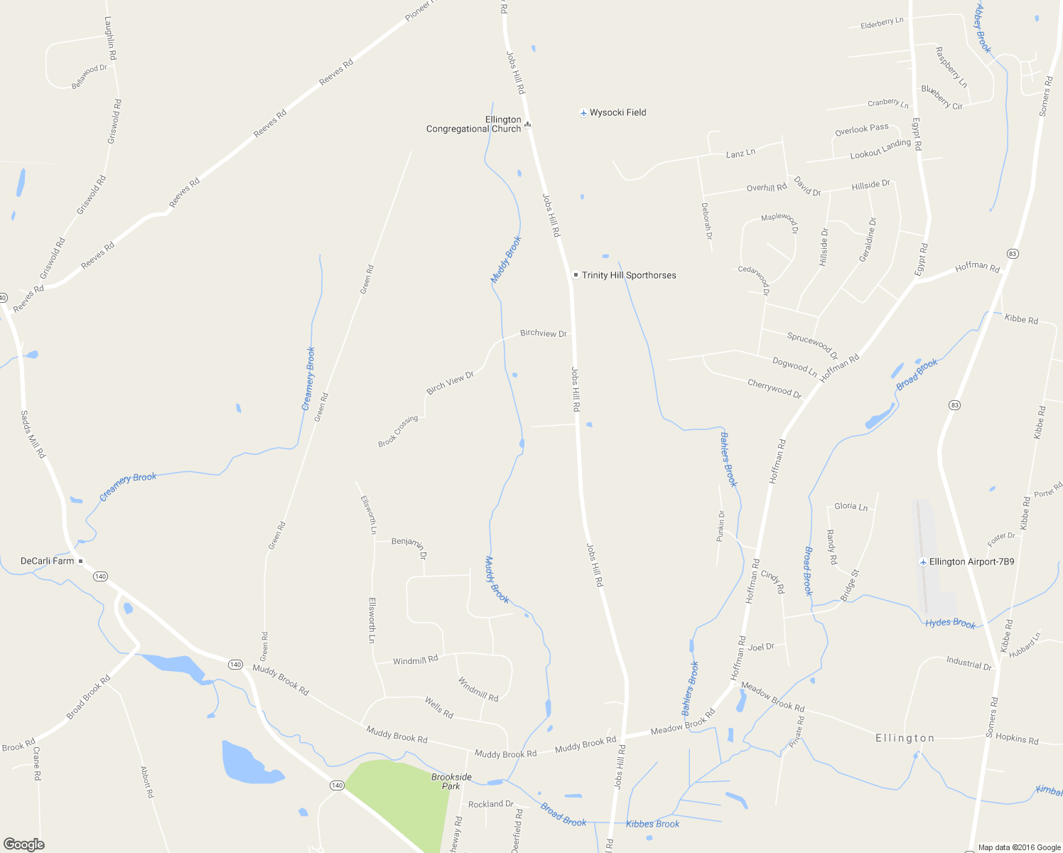 map of restaurants, bars, coffee shops, grocery stores, and more near 37 Brook Crossing in Ellington