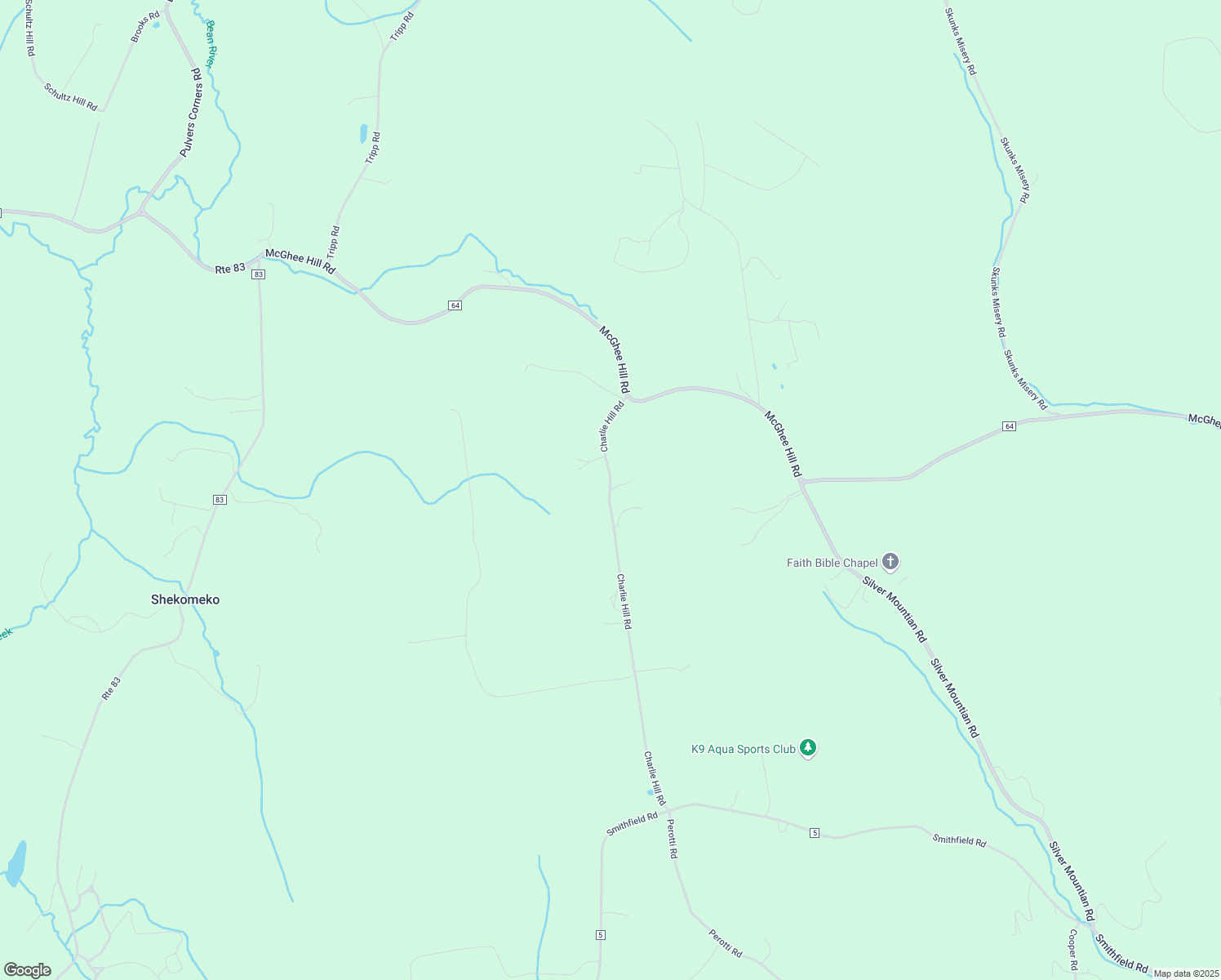 map of restaurants, bars, coffee shops, grocery stores, and more near 158 Charlie Hill Road in Millerton