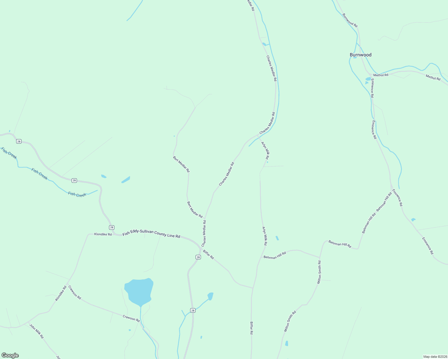 map of restaurants, bars, coffee shops, grocery stores, and more near 18 Charles Medlar Road in Long Eddy