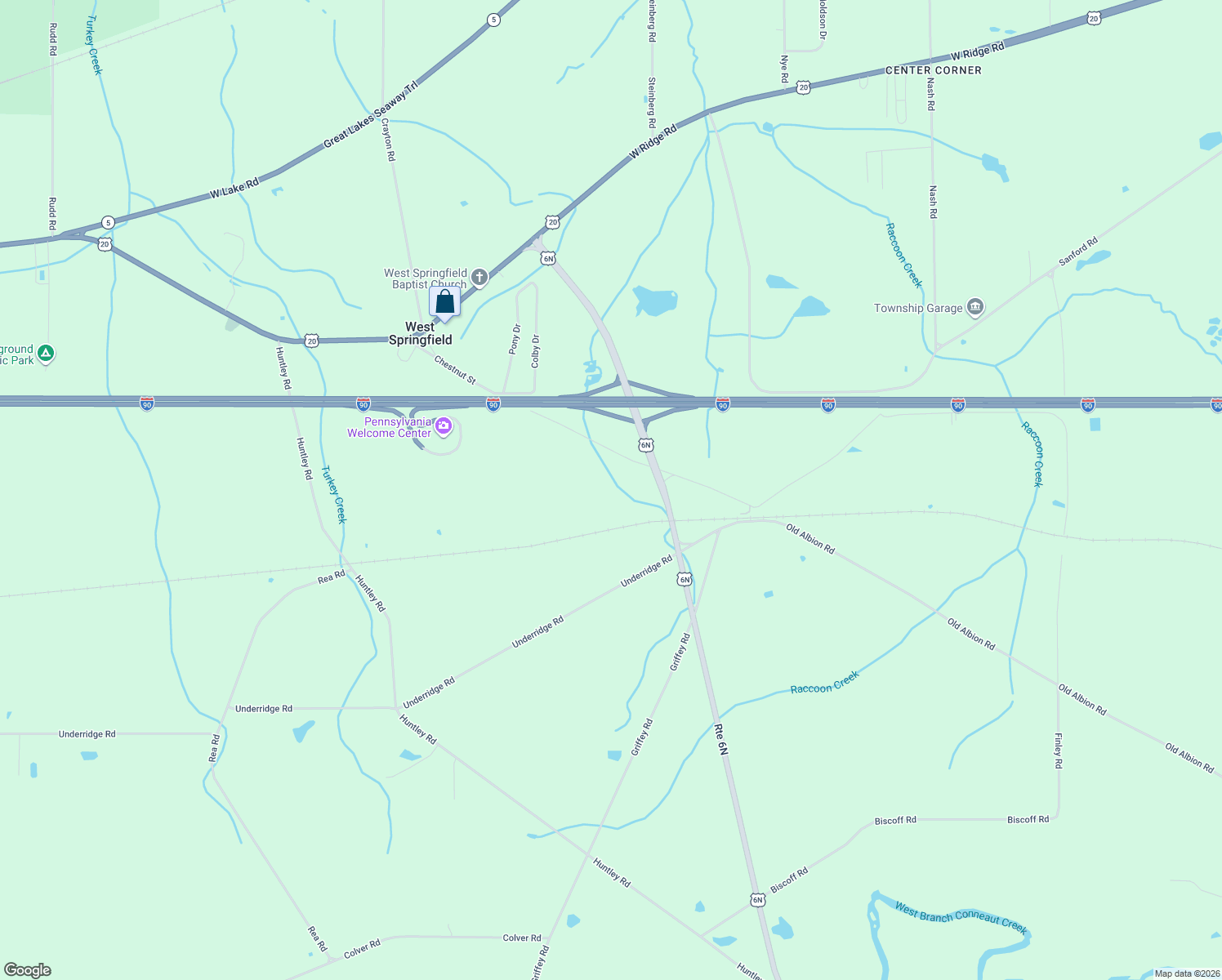 map of restaurants, bars, coffee shops, grocery stores, and more near 13633 Sanford Rd in Erie