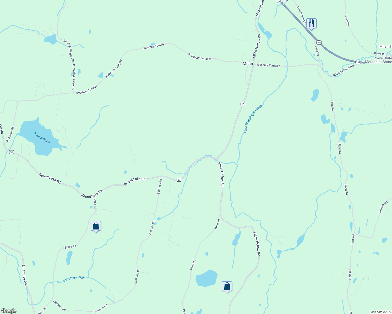 map of restaurants, bars, coffee shops, grocery stores, and more near 457 Round Lake Road in Dutchess County
