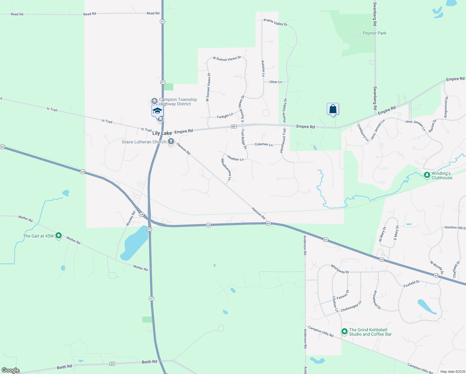 map of restaurants, bars, coffee shops, grocery stores, and more near 5N251 Hanson Road in St. Charles