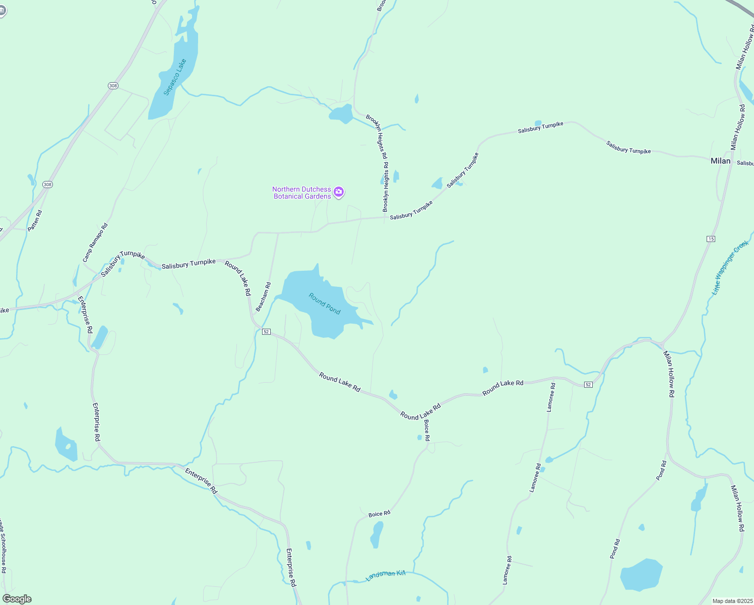 map of restaurants, bars, coffee shops, grocery stores, and more near 44 Lakeside Drive in Rhinebeck