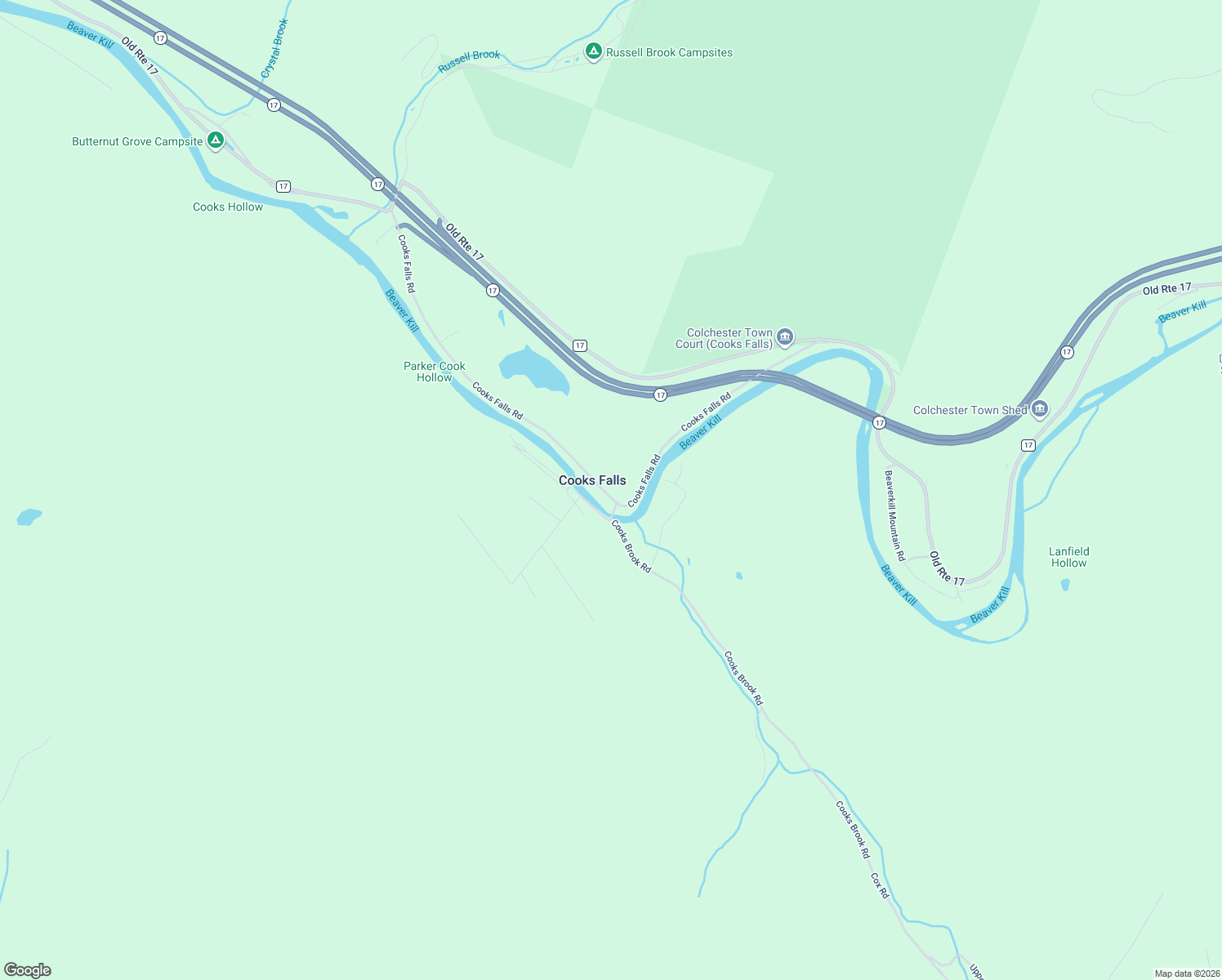 map of restaurants, bars, coffee shops, grocery stores, and more near 999 Cooks Falls Road in Roscoe