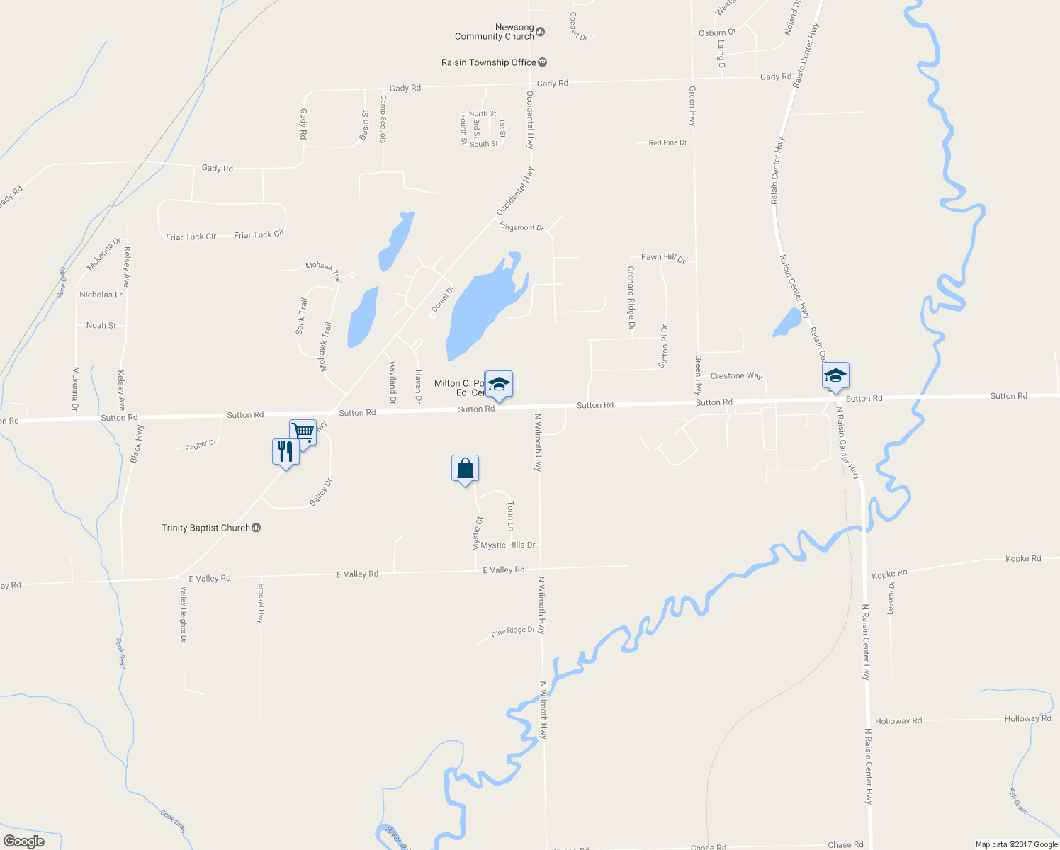 map of restaurants, bars, coffee shops, grocery stores, and more near 3944 North Wilmoth Highway in Adrian