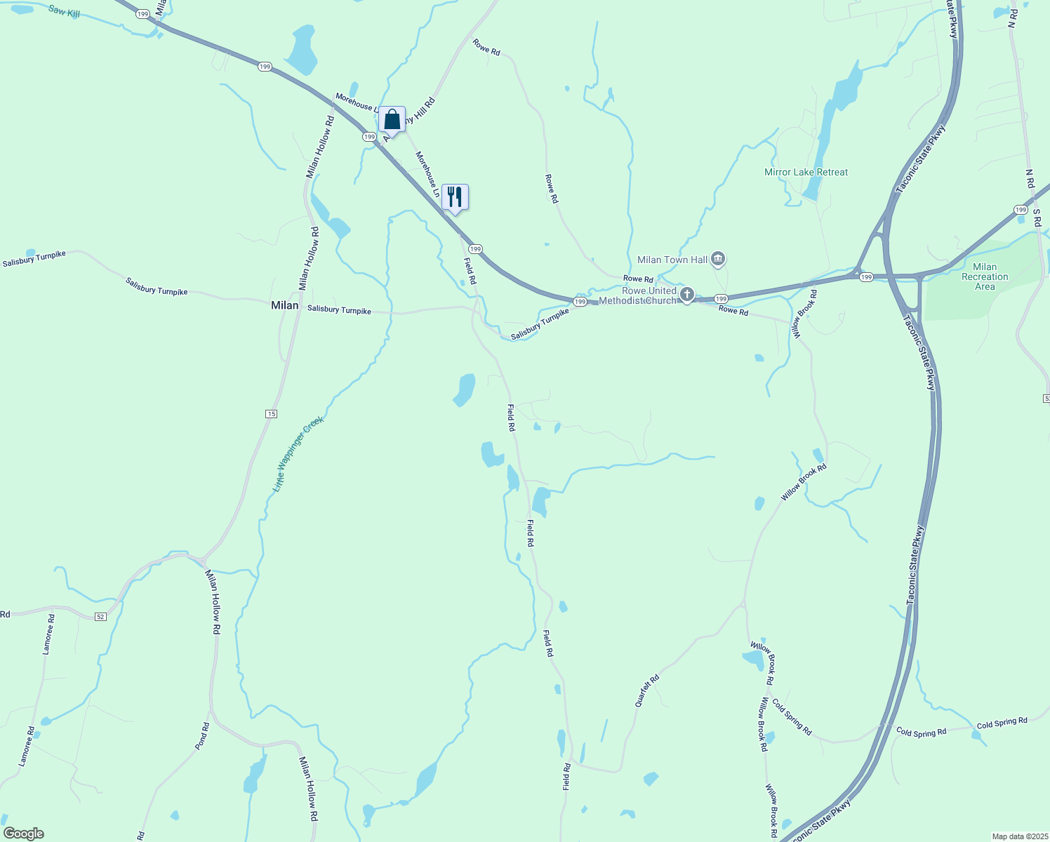 map of restaurants, bars, coffee shops, grocery stores, and more near 516 Field Road in Red Hook