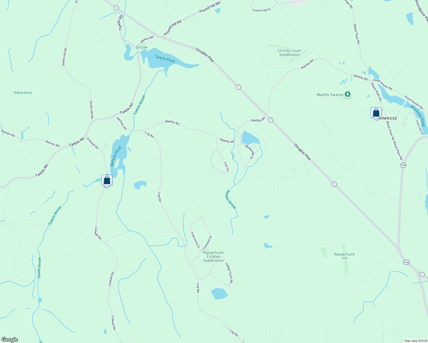map of restaurants, bars, coffee shops, grocery stores, and more near 2 Toni Circle in North Smithfield