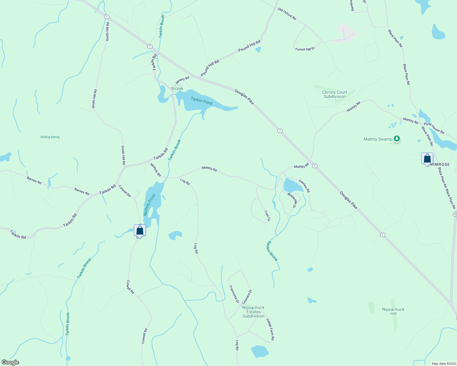 map of restaurants, bars, coffee shops, grocery stores, and more near 466 Mattity Rd in North Smithfield