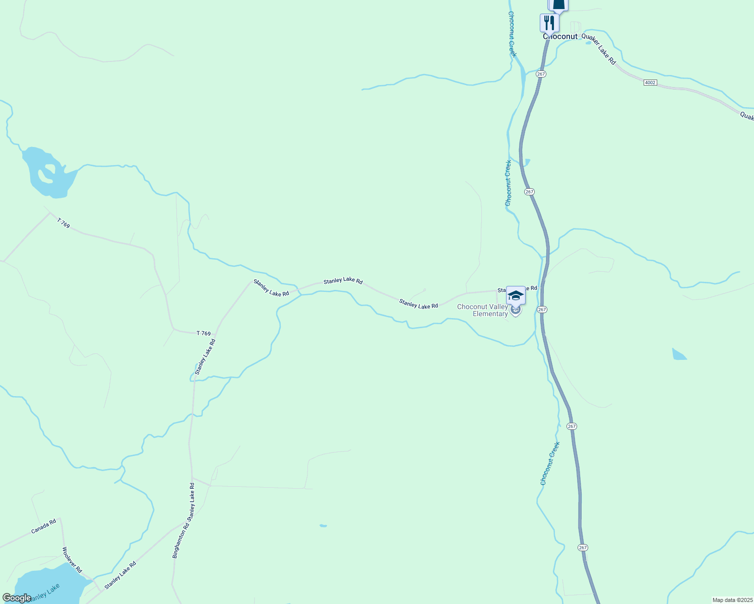 map of restaurants, bars, coffee shops, grocery stores, and more near 3840 Stanley Lake Road in Friendsville
