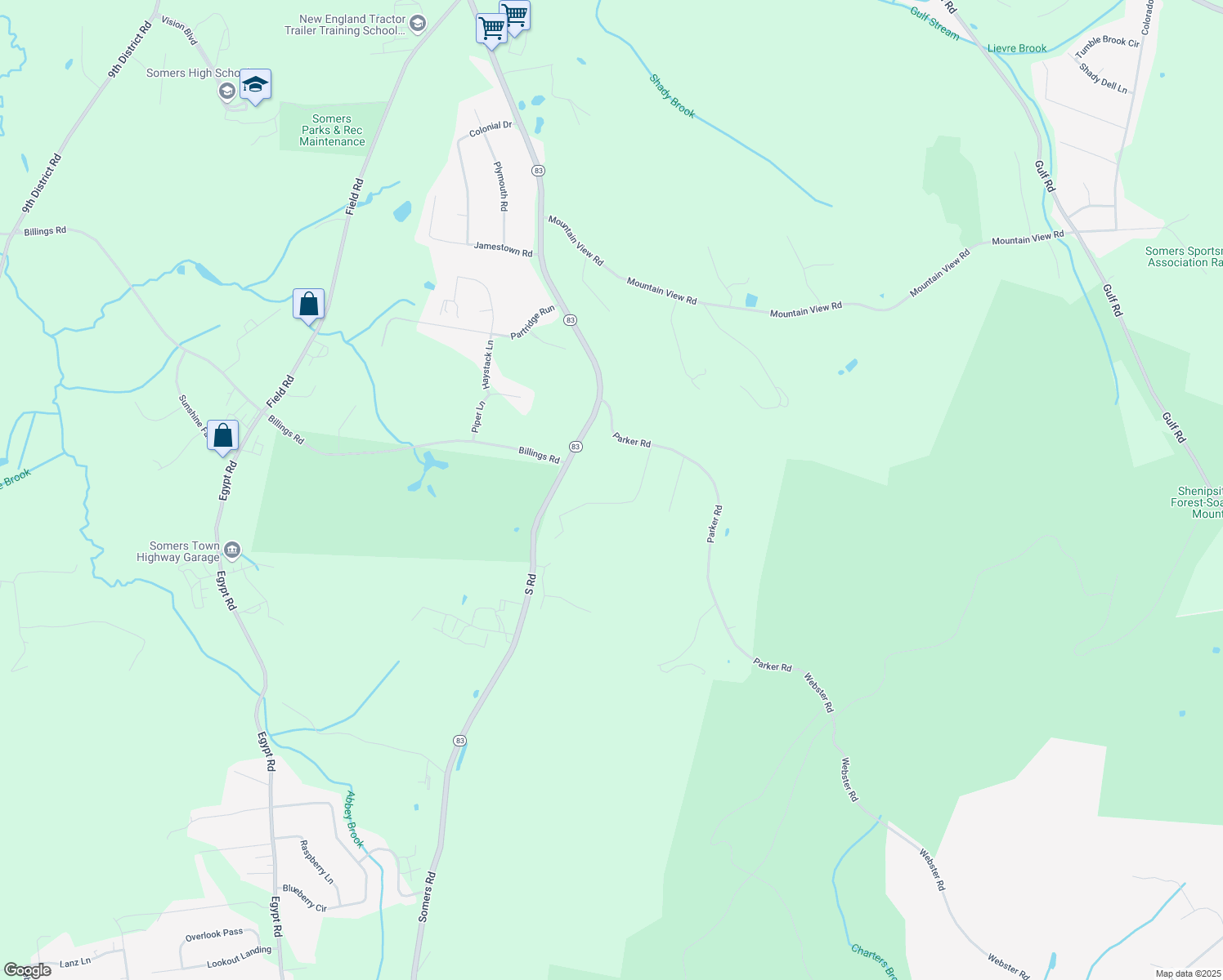 map of restaurants, bars, coffee shops, grocery stores, and more near 46 Suncrest Drive in Somers