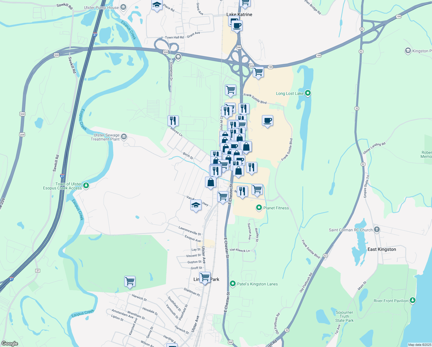 map of restaurants, bars, coffee shops, grocery stores, and more near 1094 Morton Boulevard in Kingston