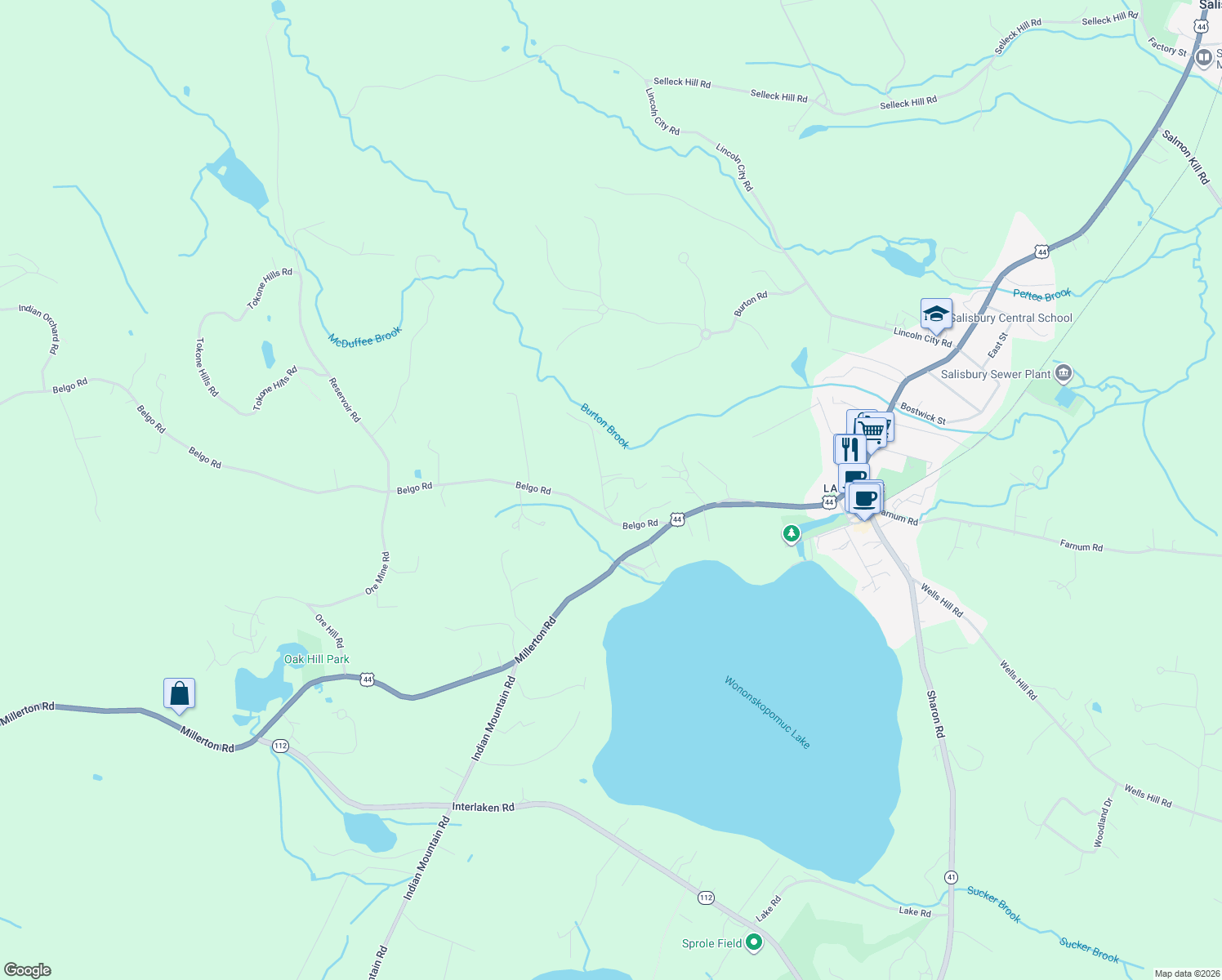 map of restaurants, bars, coffee shops, grocery stores, and more near 13 Covered Bridge Road in Salisbury