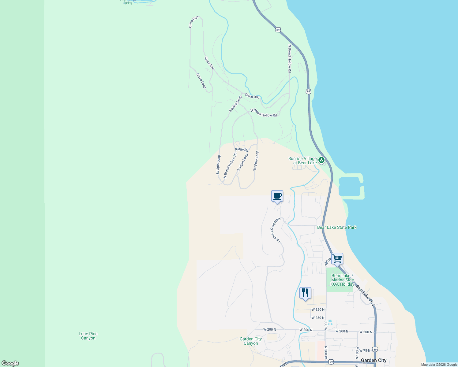 map of restaurants, bars, coffee shops, grocery stores, and more near 1280 Sculpin Loop in Garden City