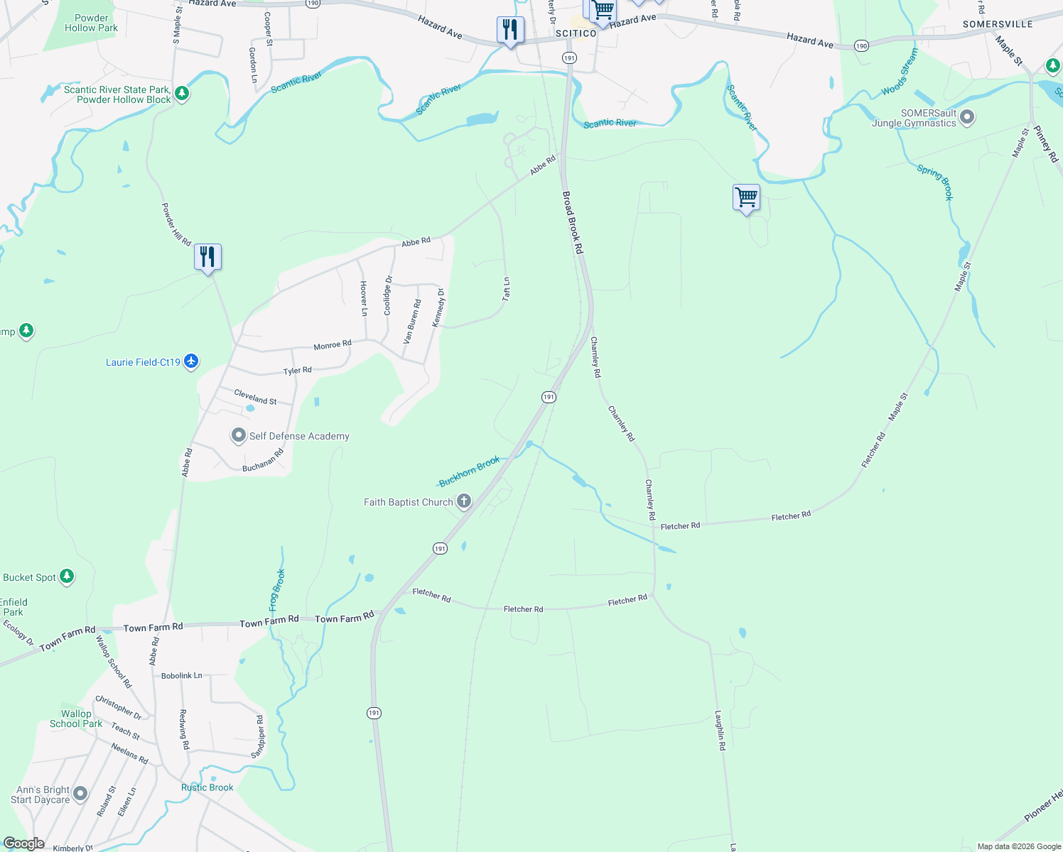 map of restaurants, bars, coffee shops, grocery stores, and more near 140 Broadbrook Road in Enfield