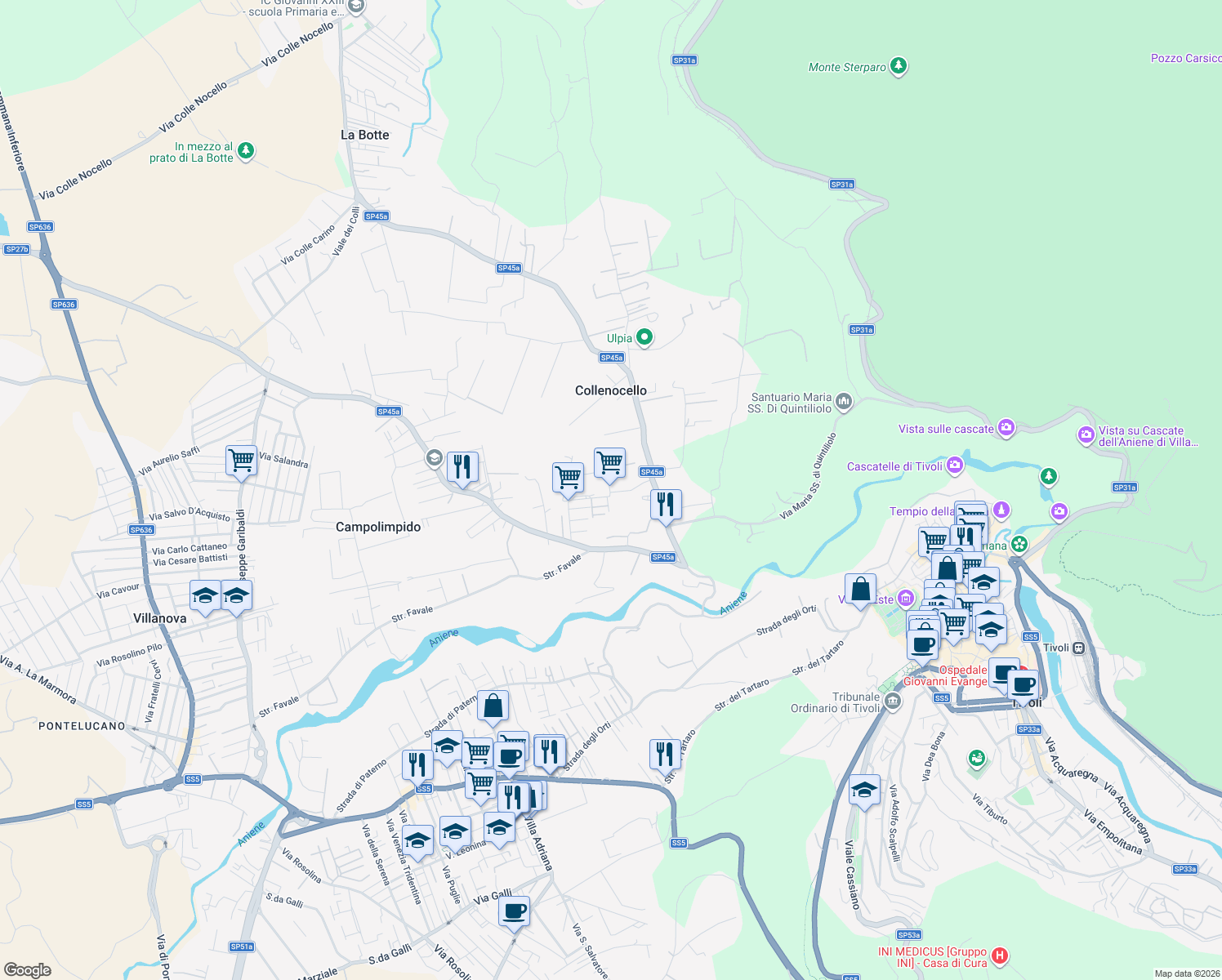 map of restaurants, bars, coffee shops, grocery stores, and more near 4 Viale delle Gardenie in Roma