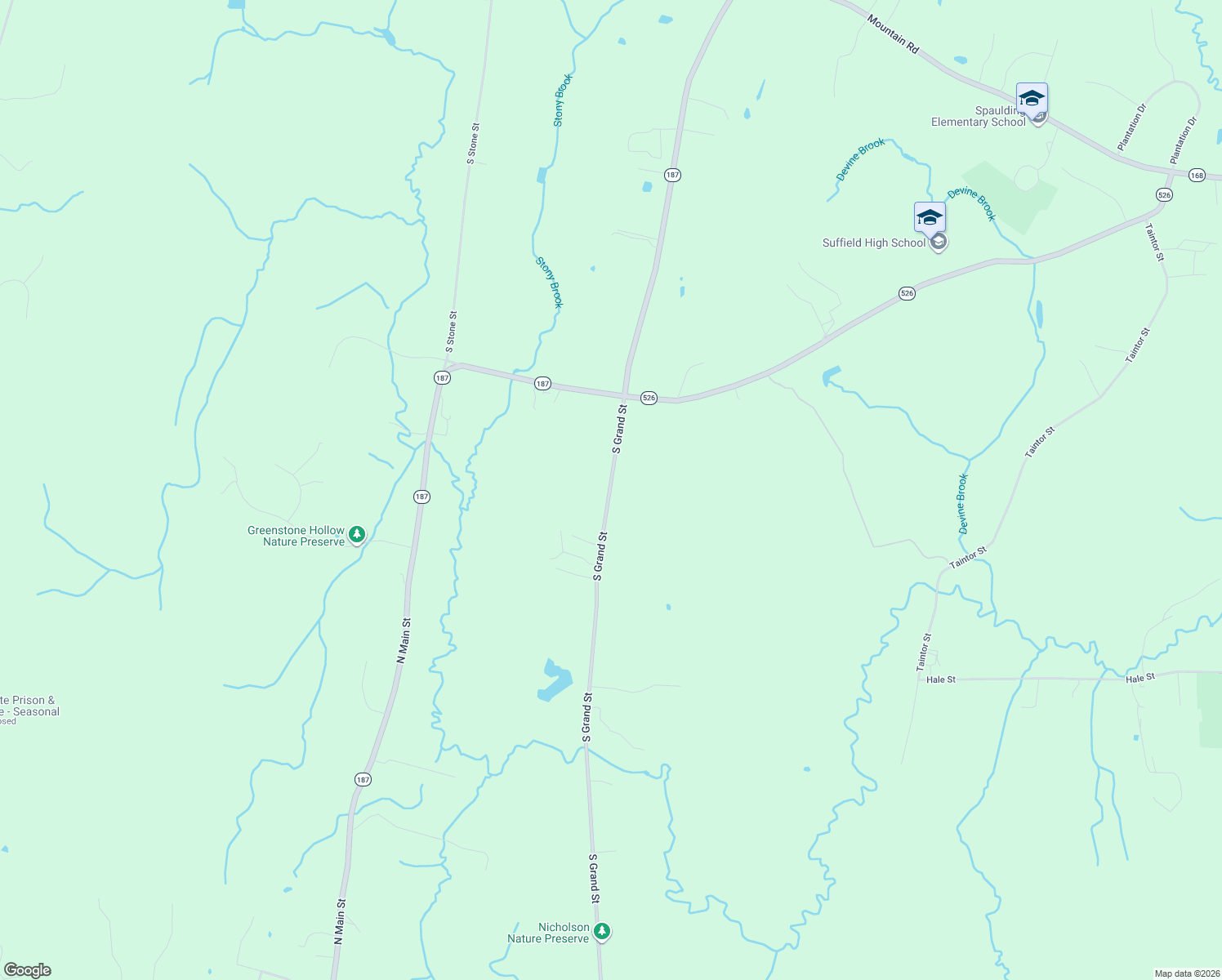 map of restaurants, bars, coffee shops, grocery stores, and more near 873 South Grand Street in East Granby