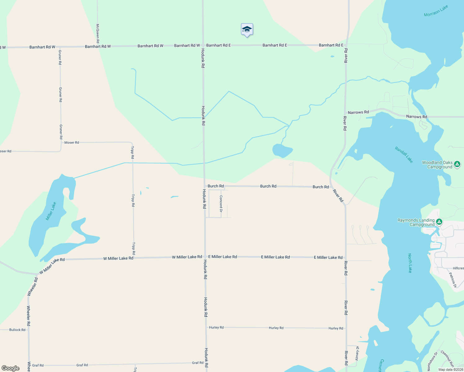 map of restaurants, bars, coffee shops, grocery stores, and more near 106 Burch Road in Coldwater