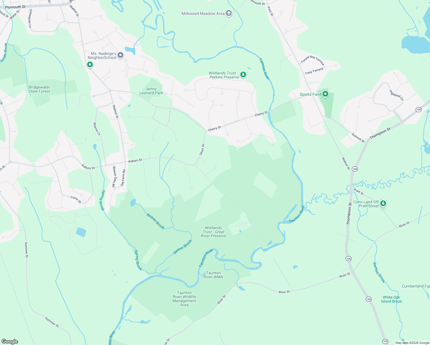 map of restaurants, bars, coffee shops, grocery stores, and more near 15 Auburndale Heights in Bridgewater