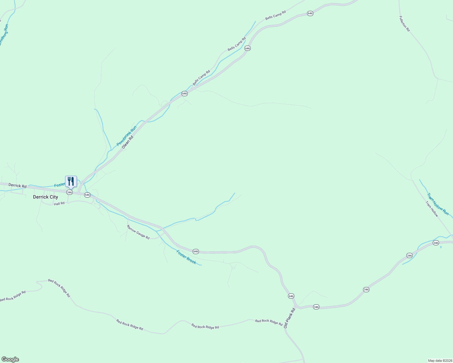map of restaurants, bars, coffee shops, grocery stores, and more near 115 T365 in Derrick City