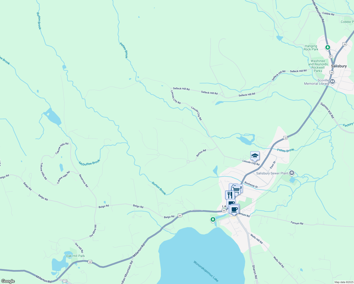 map of restaurants, bars, coffee shops, grocery stores, and more near 16 Upper Road in Salisbury