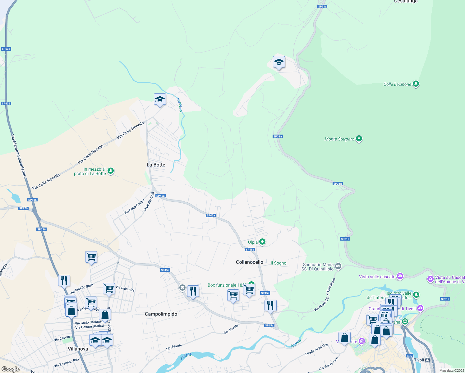 map of restaurants, bars, coffee shops, grocery stores, and more near 12 Via Colle di Mezzo in La Botte
