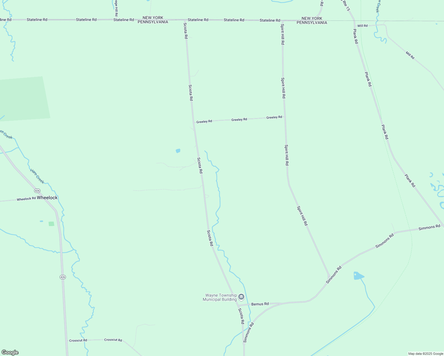 map of restaurants, bars, coffee shops, grocery stores, and more near 16777 Sciota Road in Corry