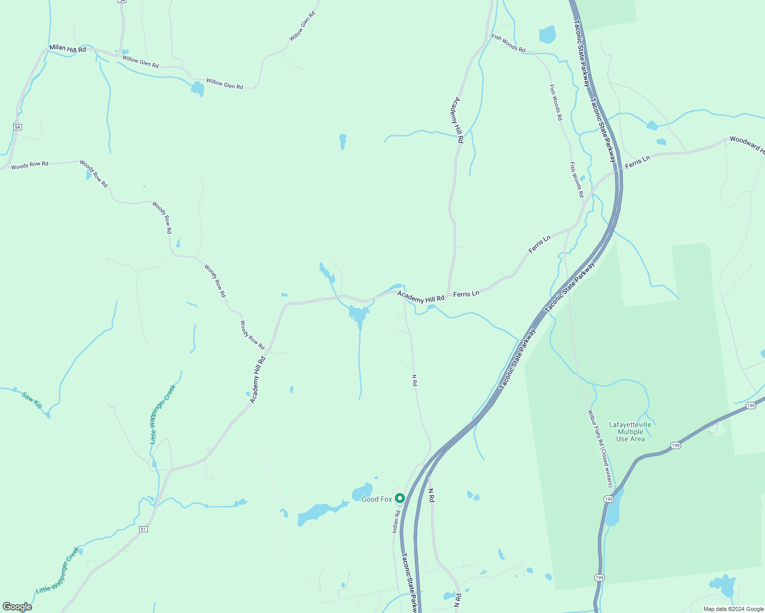 map of restaurants, bars, coffee shops, grocery stores, and more near 520 Academy Hill Road in Red Hook