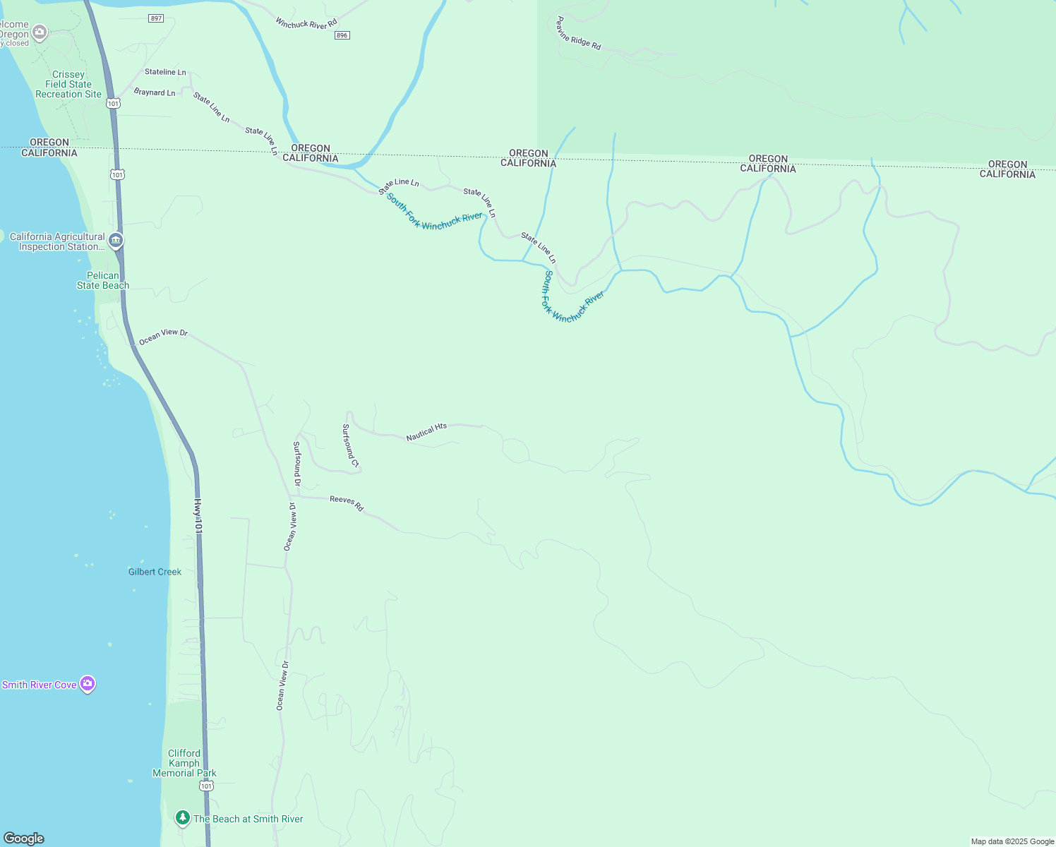 map of restaurants, bars, coffee shops, grocery stores, and more near 301 Nautical Heights in Smith River