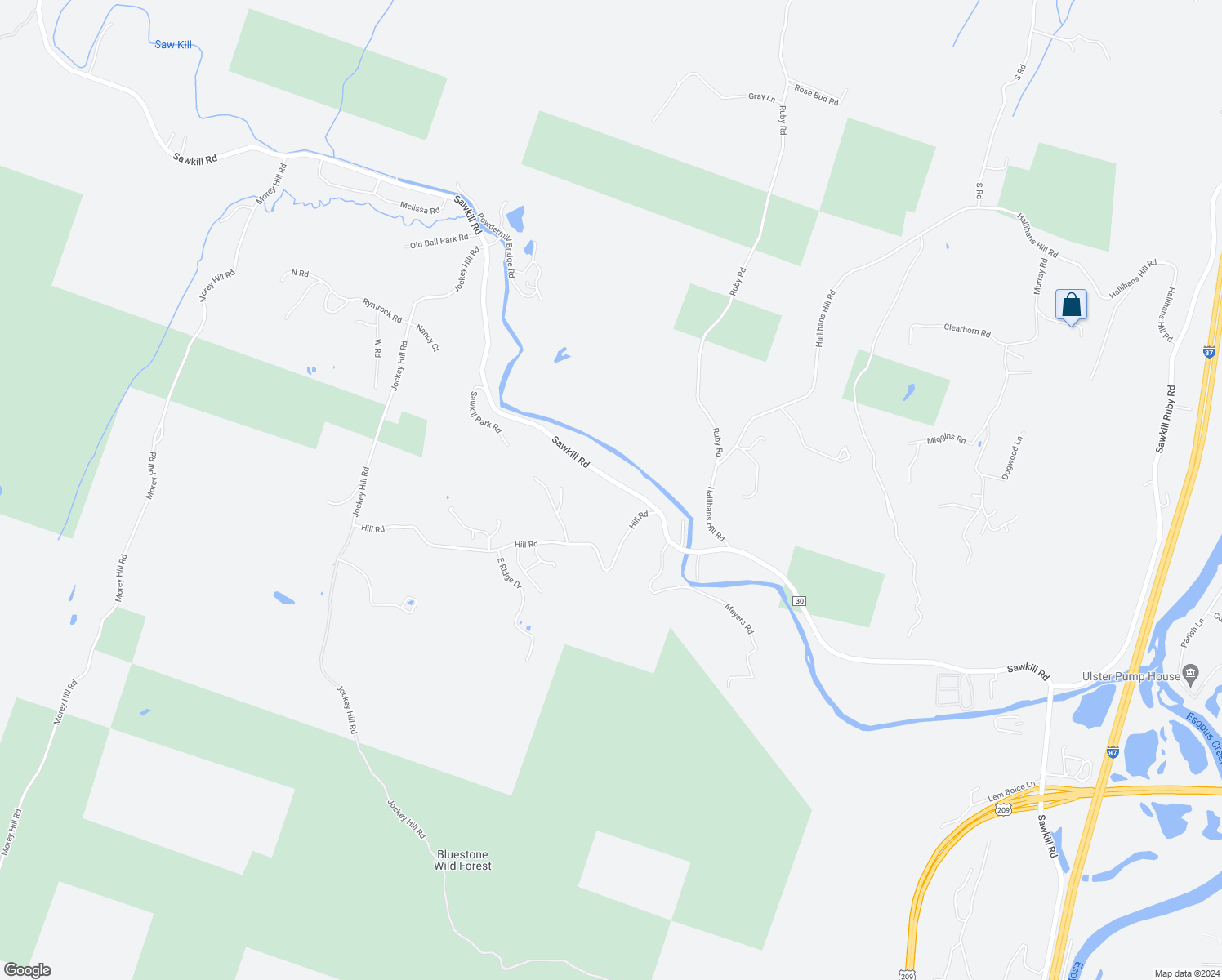 map of restaurants, bars, coffee shops, grocery stores, and more near 959 Sawkill Road in Kingston