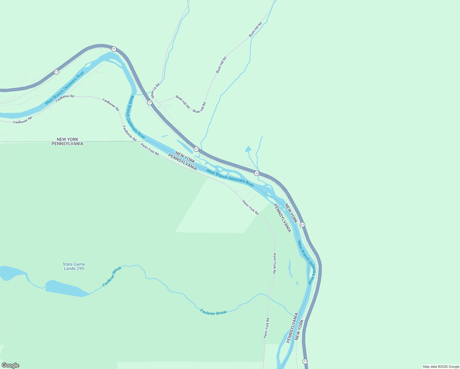 map of restaurants, bars, coffee shops, grocery stores, and more near Penn-York Road in Susquehanna