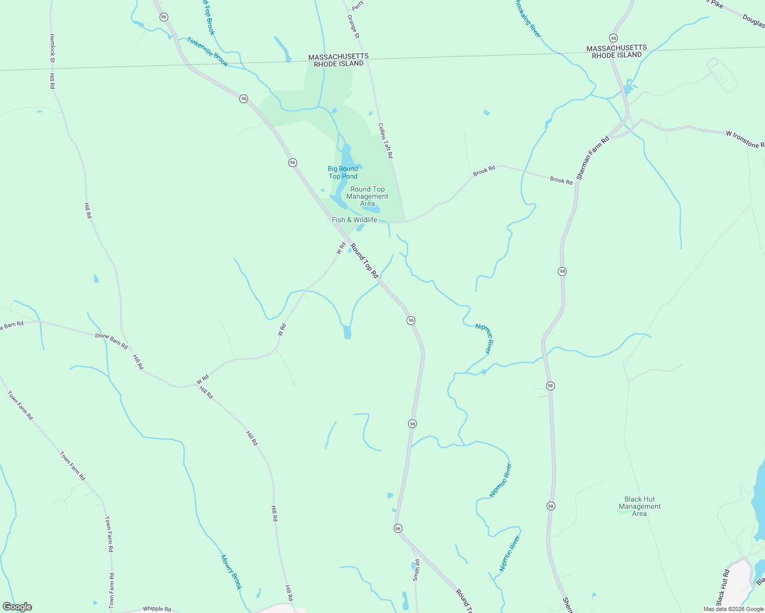 map of restaurants, bars, coffee shops, grocery stores, and more near 1070 Round Top Rd in Burrillville