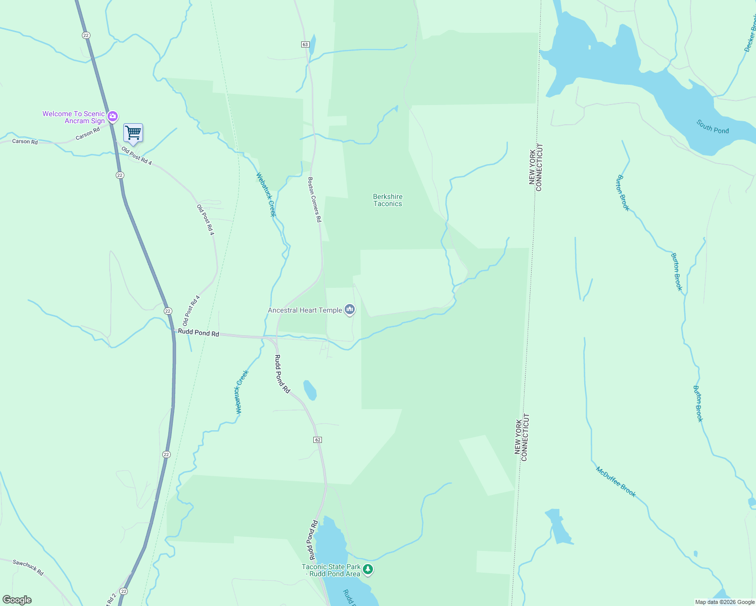 map of restaurants, bars, coffee shops, grocery stores, and more near Kaye Road Detour in Millerton