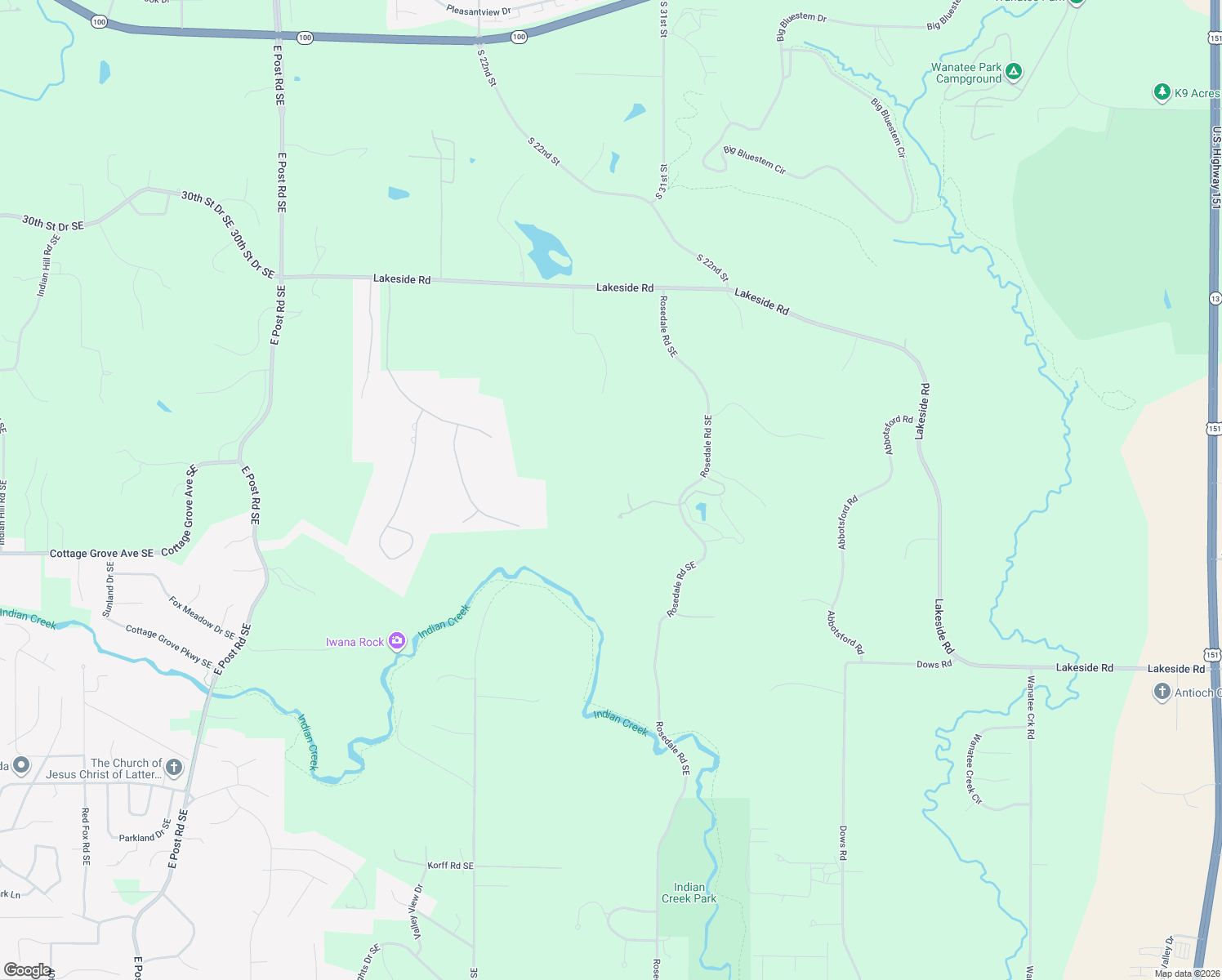map of restaurants, bars, coffee shops, grocery stores, and more near 237 Rosedale Road Southeast in Cedar Rapids